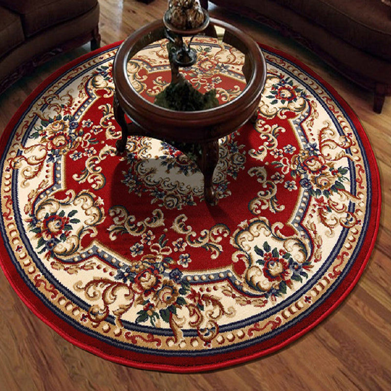 Avtoit | Olden Flower Printed Rug Multicolored Synthetic Area Rug Pet Friendly Washable Indoor Rug for Bedroom