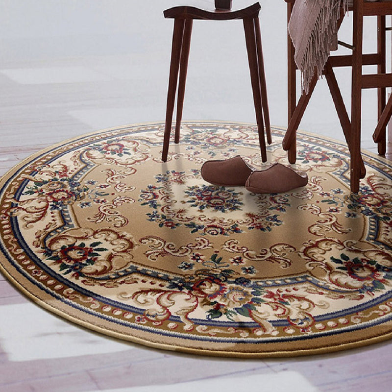 Avtoit | Olden Flower Printed Rug Multicolored Synthetic Area Rug Pet Friendly Washable Indoor Rug for Bedroom