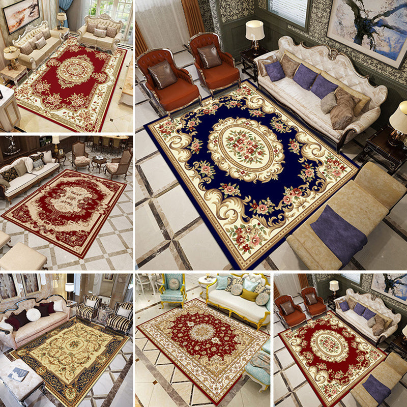 Avtoit | Multicolored Living Room Rug Olden Floral Print Rug Polyester Non-slip Machine washable Rug