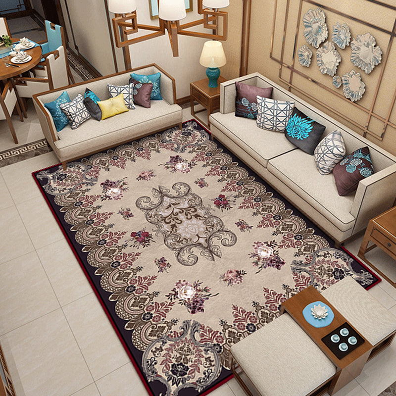 Avtoit | Classic printed rug with floral pattern multicolored indoor rug non-slip backing pet-friendly rug