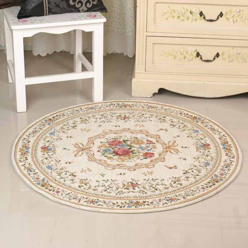 Avtoit | Fancyn Multicolored Olden Carpet Synthetic Floral Printed Indoor Rug Non-Slip Back Stain Resistant Rug for Bedroom