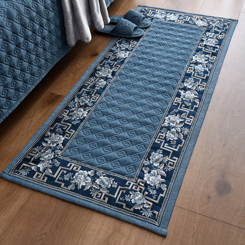 Avtoit | Multi-colored Asia Rug Polypropylene Flower Print Carpet Non-slip Backing Pet-friendly Carpet for Bedroom