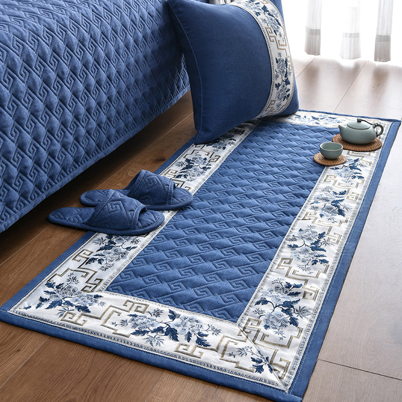 Avtoit | Multi-colored Asia Rug Polypropylene Flower Print Carpet Non-slip Backing Pet-friendly Carpet for Bedroom