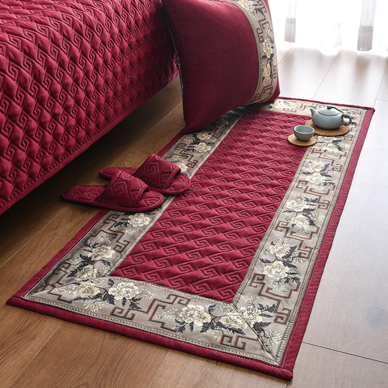 Avtoit | Multi-colored Asia Rug Polypropylene Flower Print Carpet Non-slip Backing Pet-friendly Carpet for Bedroom