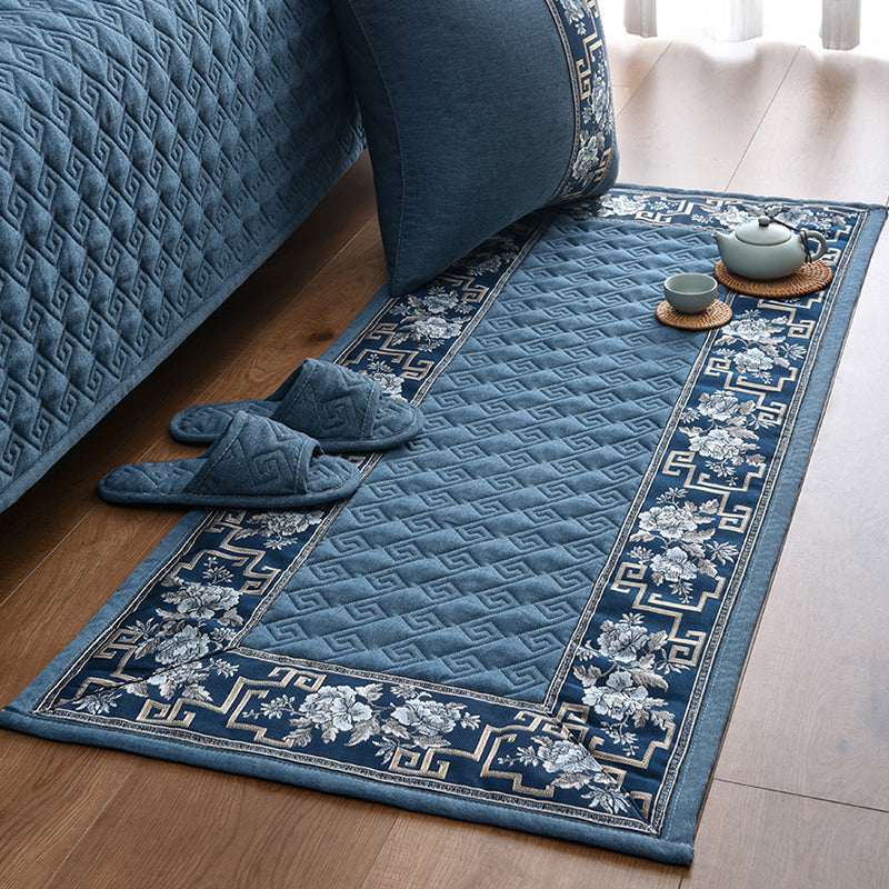 Avtoit | Multi-colored Asia Rug Polypropylene Flower Print Carpet Non-slip Backing Pet-friendly Carpet for Bedroom