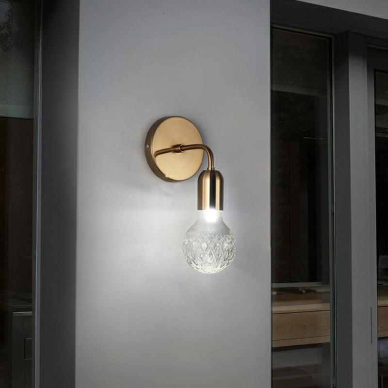 Avtoit | Industrial Style Bulb-Shaped Wall Lamp Single Pane Glass Wall Lamp Fixture in Brass