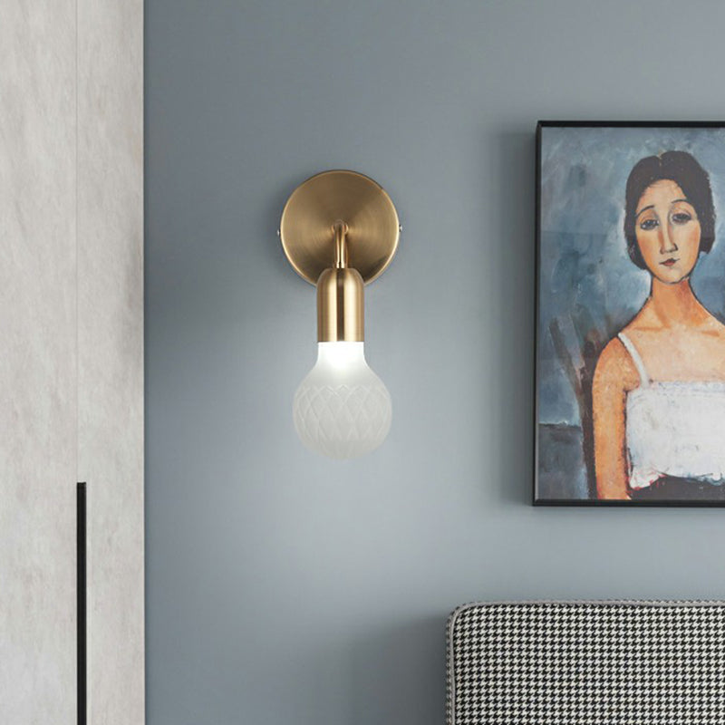 Avtoit | Industrial Style Bulb-Shaped Wall Lamp Single Pane Glass Wall Lamp Fixture in Brass