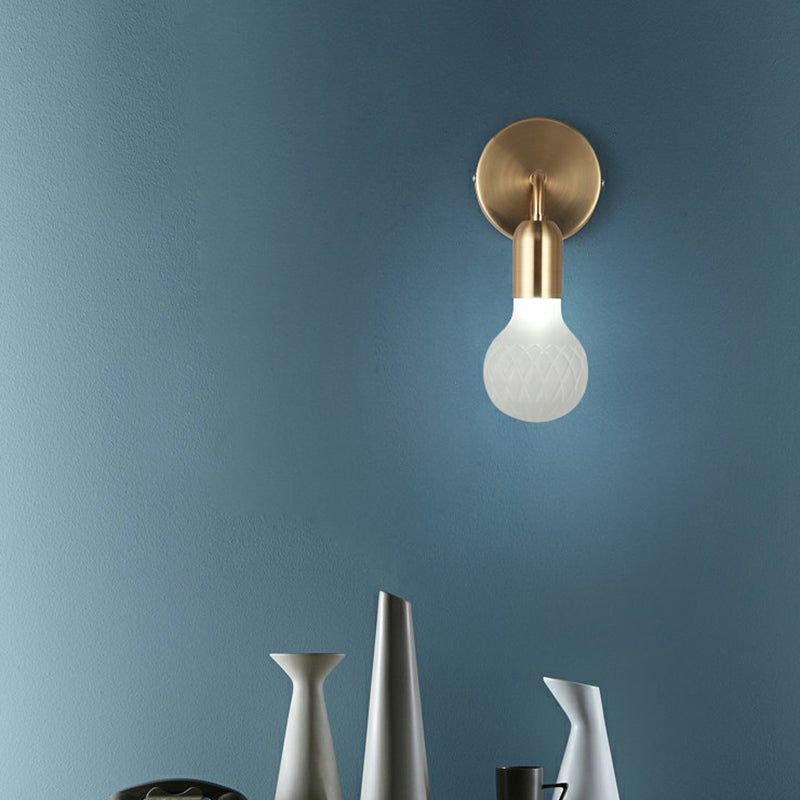 Avtoit | Industrial Style Bulb-Shaped Wall Lamp Single Pane Glass Wall Lamp Fixture in Brass