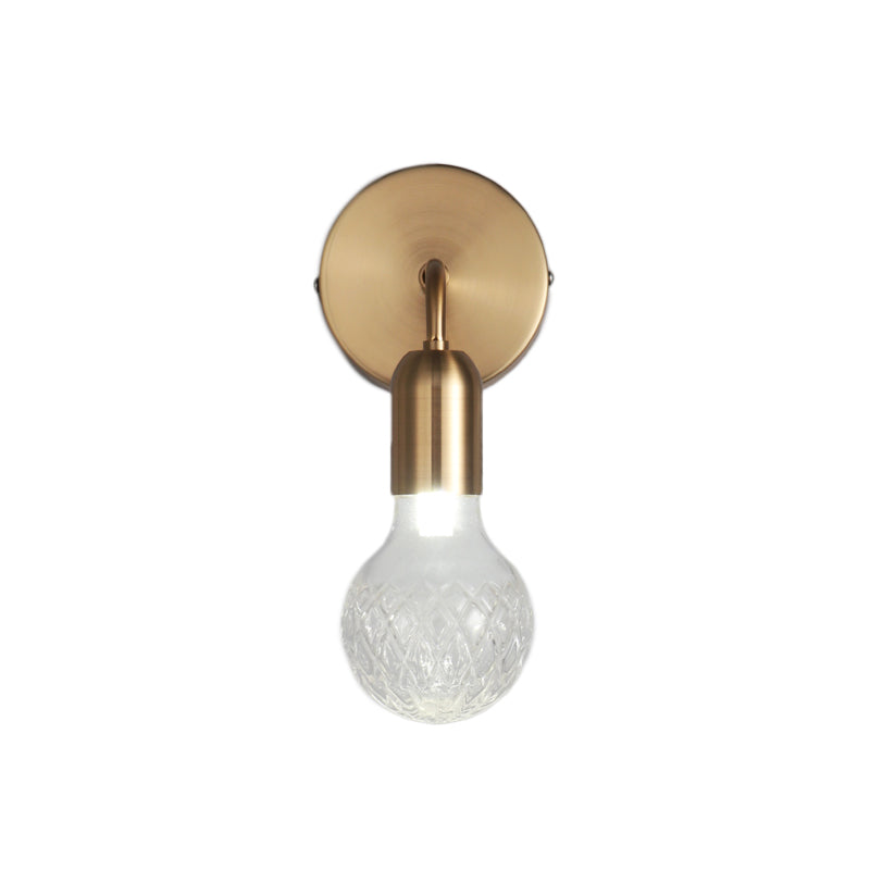Avtoit | Industrial Style Bulb-Shaped Wall Lamp Single Pane Glass Wall Lamp Fixture in Brass
