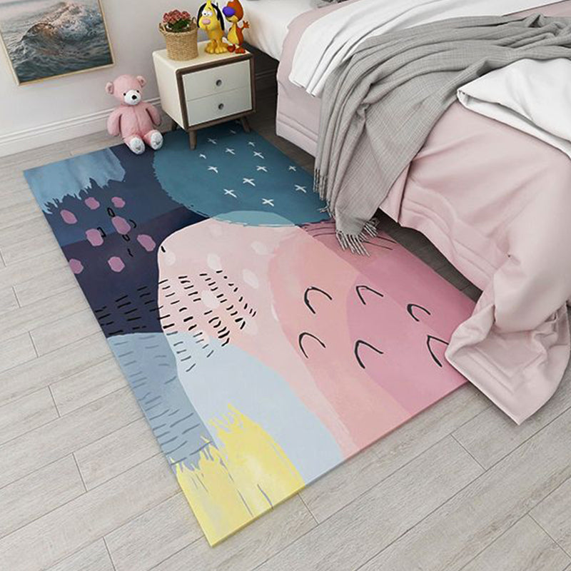 Avtoit | Nordic bedroom carpet multicolored color block indoor carpet cotton blend easy maintenance washable rug