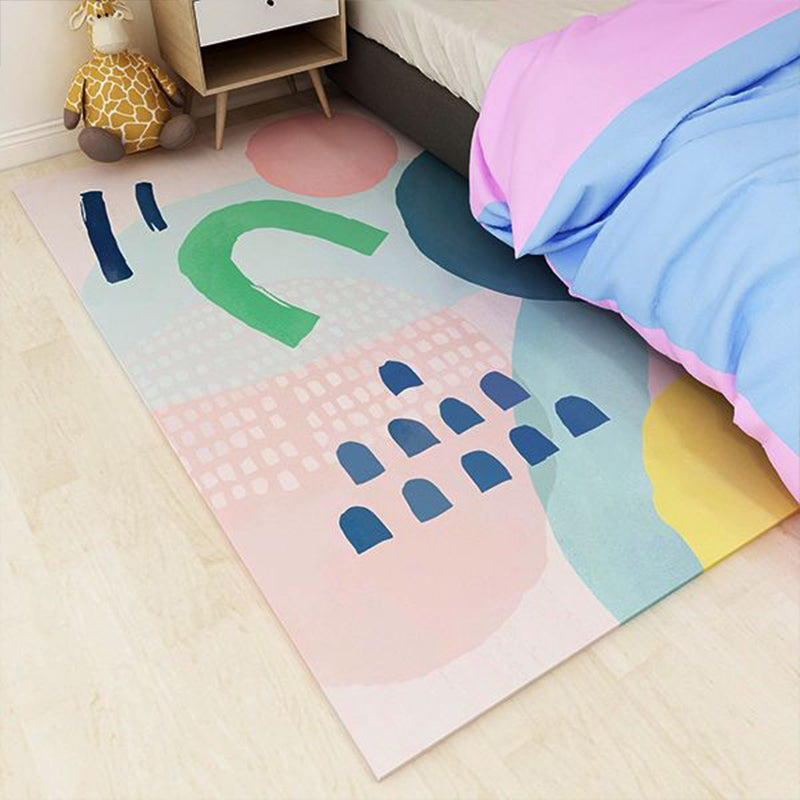 Avtoit | Nordic bedroom carpet multicolored color block indoor carpet cotton blend easy maintenance washable rug
