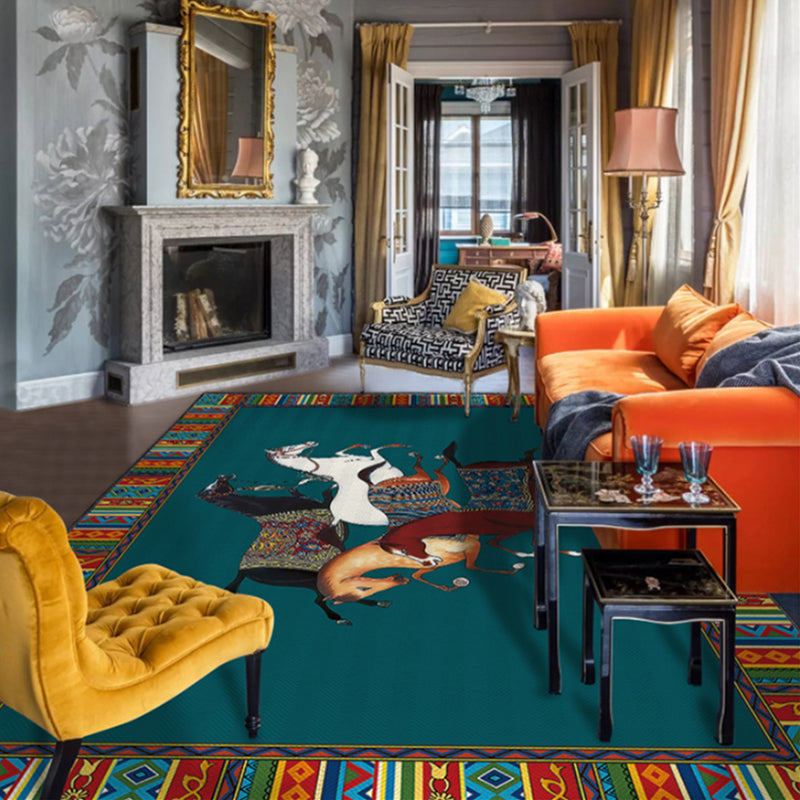 Avtoit | Modern bedroom carpet Multicolor animal print indoor carpet Polyester non-slip backing pet-friendly rug