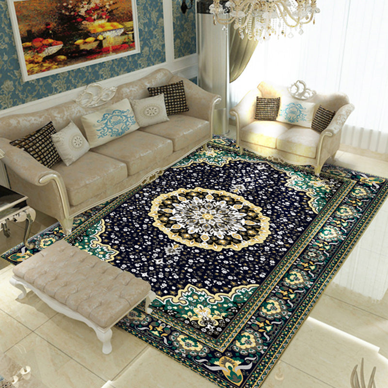 Avtoit | Nostalgia Floral Printed Rug Multicolor Synthetic Indoor Rug Non-Slip Backing Washable Rug for the Living Room