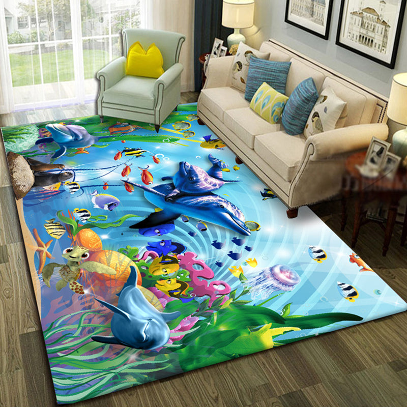 Avtoit | Multicolor Living Room Rug Trendy Floral Print Indoor Carpet Cotton Blend Easy Care Pet Friendly Rug
