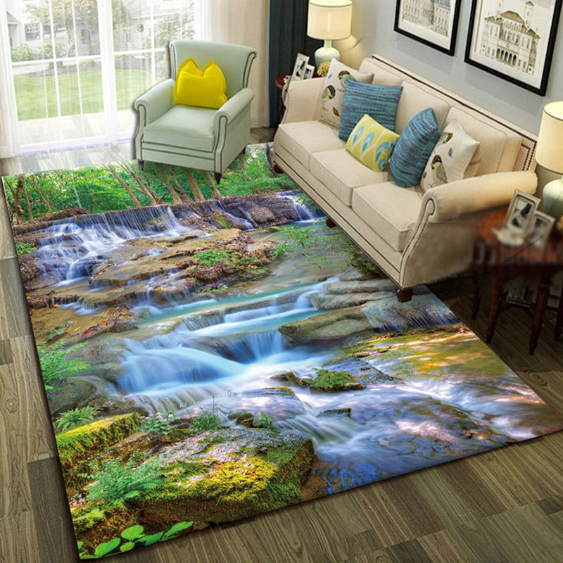 Avtoit | Multicolor Living Room Rug Trendy Floral Print Indoor Carpet Cotton Blend Easy Care Pet Friendly Rug