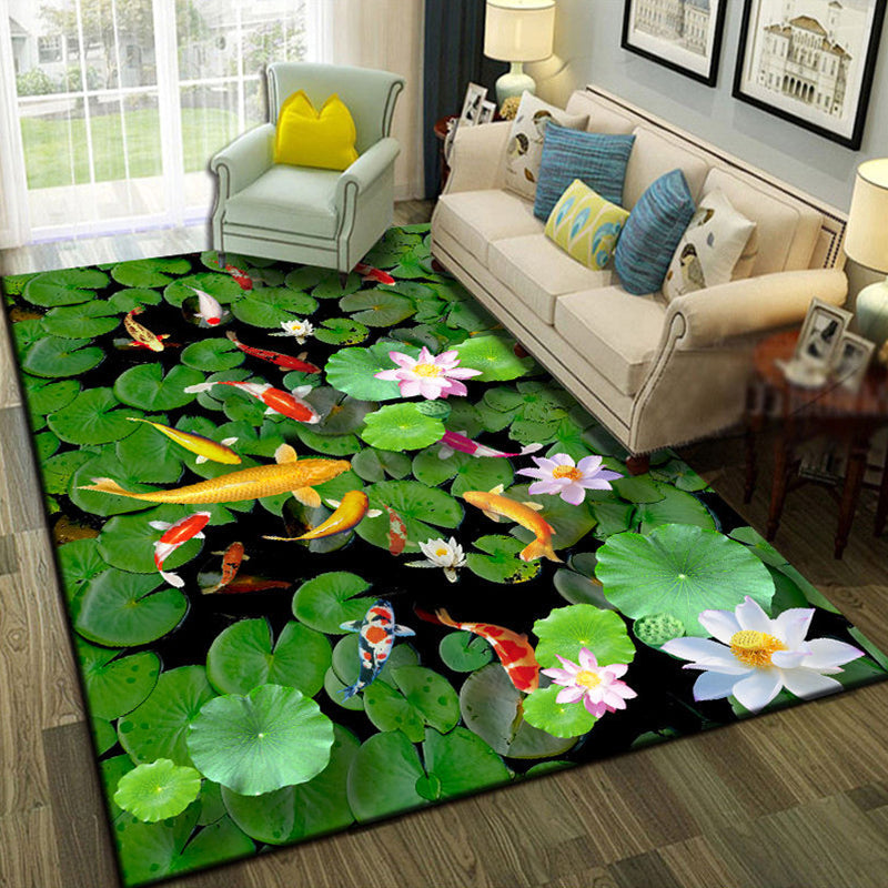 Avtoit | Multicolor Living Room Rug Trendy Floral Print Indoor Carpet Cotton Blend Easy Care Pet Friendly Rug