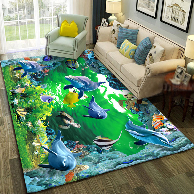 Avtoit | Multicolor Living Room Rug Trendy Floral Print Indoor Carpet Cotton Blend Easy Care Pet Friendly Rug