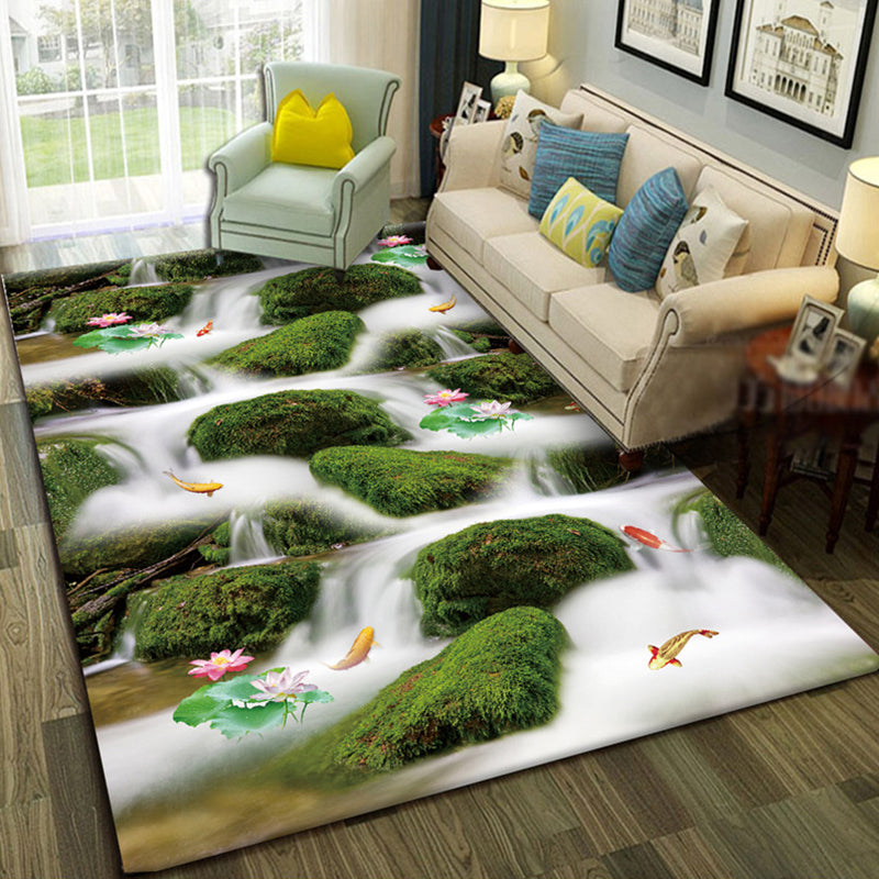 Avtoit | Multicolor Living Room Rug Trendy Floral Print Indoor Carpet Cotton Blend Easy Care Pet Friendly Rug
