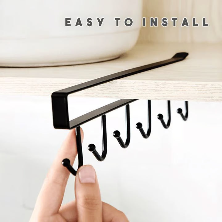 Avtoit | Under-cabinet hook strip – space-saving kitchen storage with 6 hooks