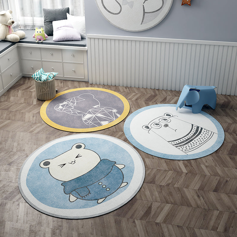Avtoit | Nordic Cartoon Printed Rug Multicolored Synthetic Area Rug Non-Slip Back Pet-Friendly Indoor Rug for Children
