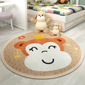 Avtoit | Trendy Children's Room Rug Multicolored Cartoon Animal Print Indoor Rug Synthetic Easy Care Pet Friendly Washable Rug