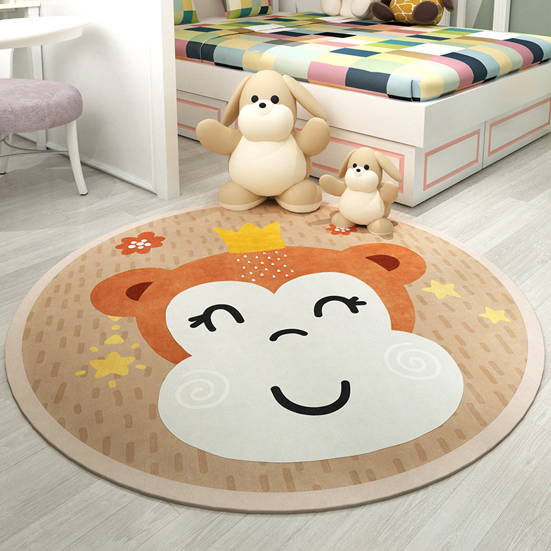 Avtoit | Trendy Children's Room Rug Multicolored Cartoon Animal Print Indoor Rug Synthetic Easy Care Pet Friendly Washable Rug