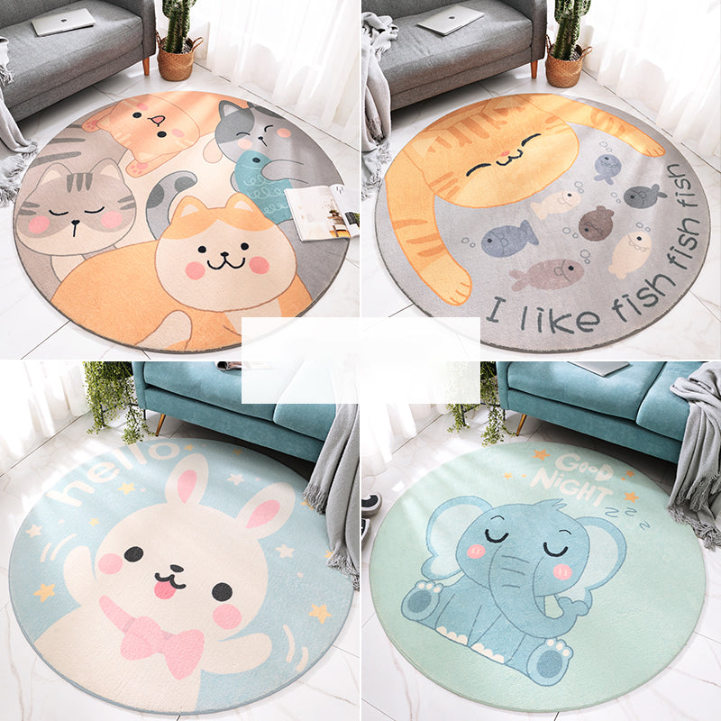 Avtoit | Relaxing Kids Room Carpet Multi Color Cartoon Print Indoor Carpet Lamb Wool Non-Slip Underlay Pet-Friendly Area Rug