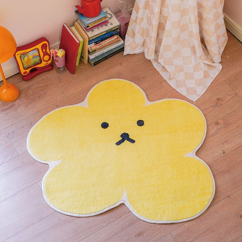 Avtoit | Relaxing Bedroom Rug Yellow Cartoon Printed Indoor Rug Polyester Non-Slip Back Stain-Resistant Area Rug