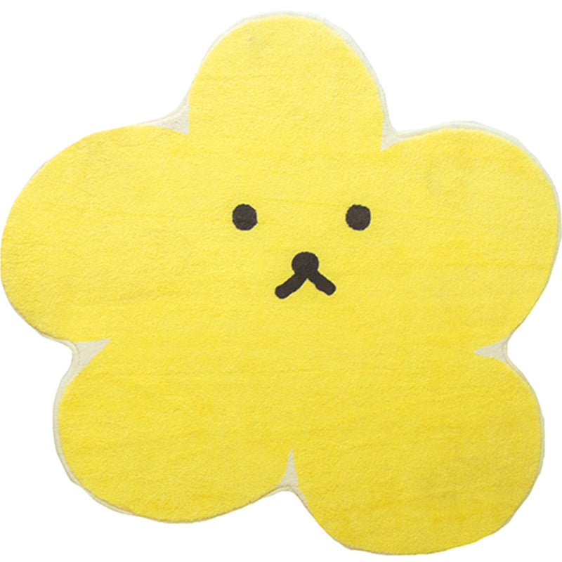 Avtoit | Relaxing Bedroom Rug Yellow Cartoon Printed Indoor Rug Polyester Non-Slip Back Stain-Resistant Area Rug