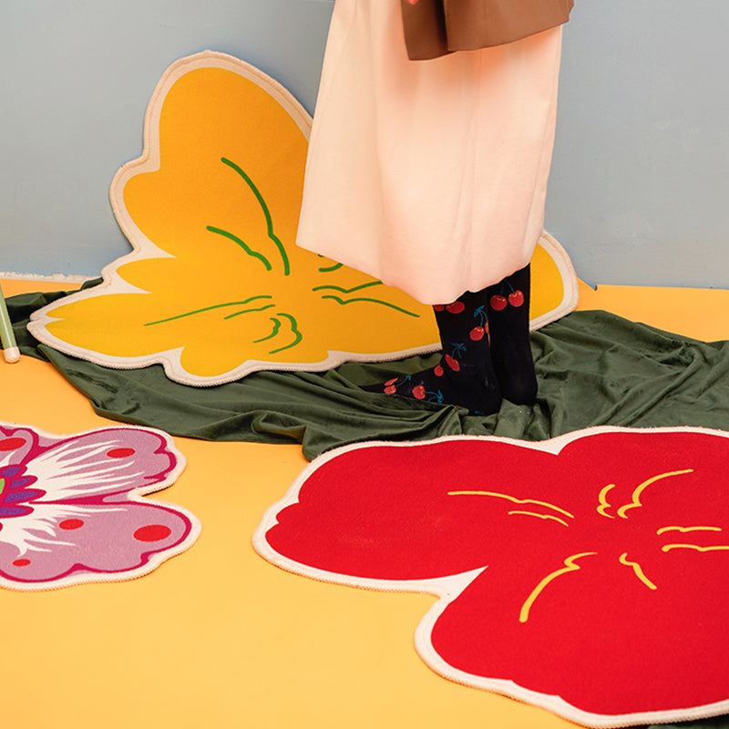 Avtoit | Novelty Shape Plant Rug Multi Colored Decorative Rug Polypropylene Anti-slip Back Stain-resistant Rug for Room