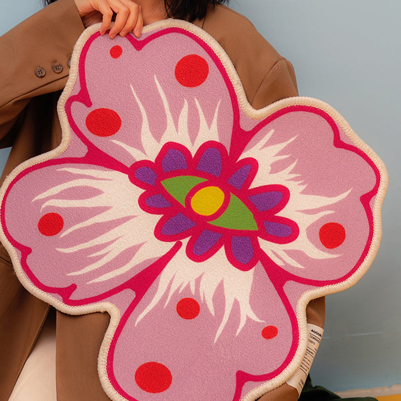 Avtoit | Novelty Shape Plant Rug Multi Colored Decorative Rug Polypropylene Anti-slip Back Stain-resistant Rug for Room