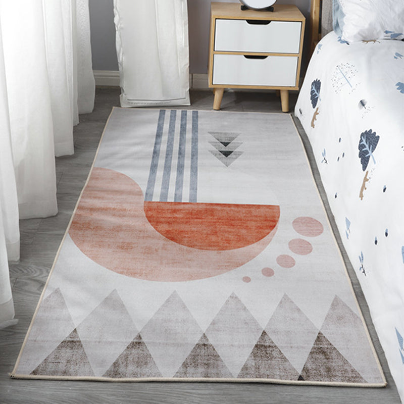 Avtoit | Scandinavian Bedroom Rug Multicolor Color Blocked Indoor Rug Synthetic Non-slip Machine Washable Carpet