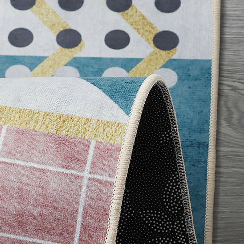 Avtoit | Scandinavian Bedroom Rug Multicolor Color Blocked Indoor Rug Synthetic Non-slip Machine Washable Carpet