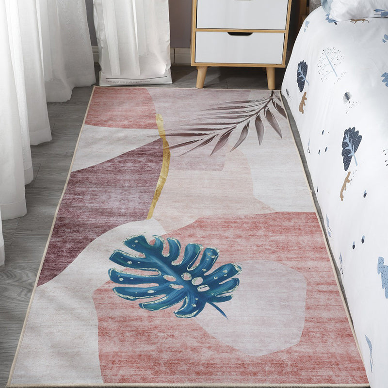Avtoit | Scandinavian Bedroom Rug Multicolor Color Blocked Indoor Rug Synthetic Non-slip Machine Washable Carpet
