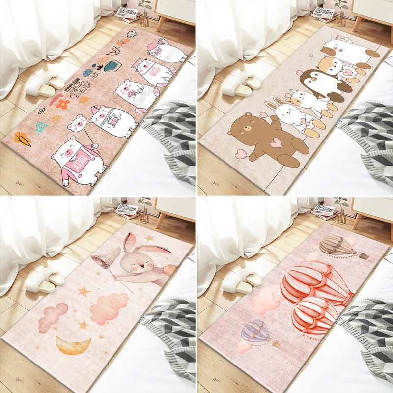 Avtoit | Beautiful Bedroom Rug Multicolor Cartoon Printed Indoor Carpet PVC Non-Slip Back Machine Washable Rug
