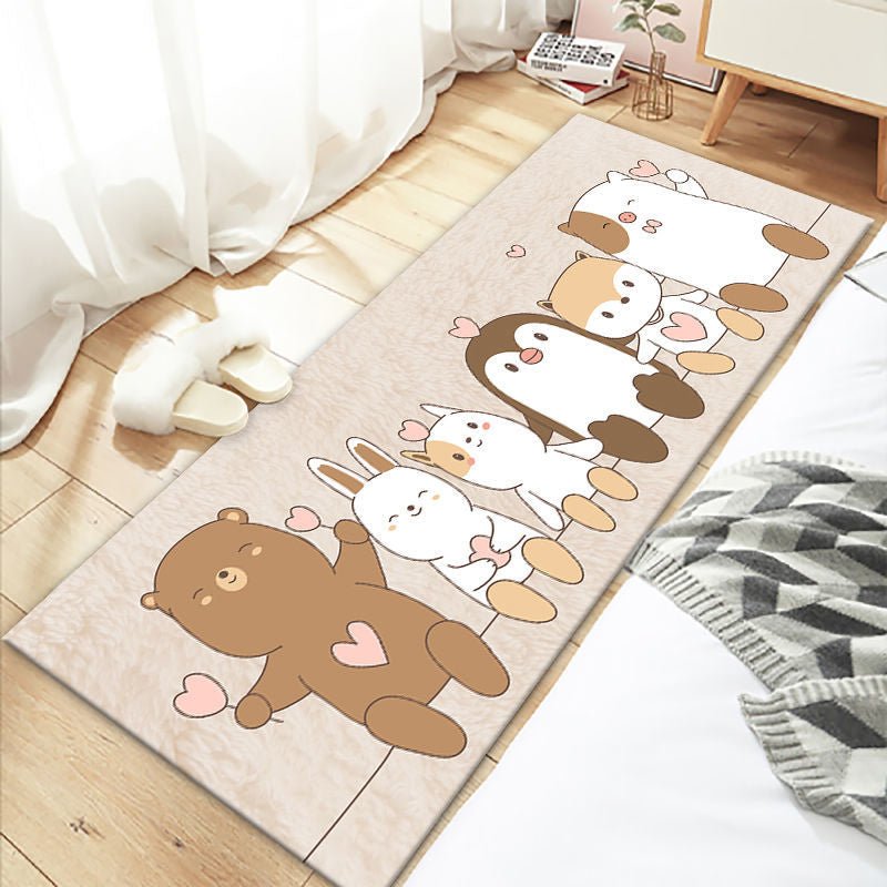 Avtoit | Beautiful Bedroom Rug Multicolor Cartoon Printed Indoor Carpet PVC Non-Slip Back Machine Washable Rug