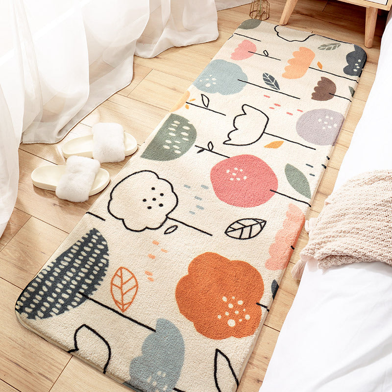 Avtoit | Relaxing Children's Carpet Multicolored Plant Pattern Indoor Carpet Polyester Non-Slip Backing Easy Care Carpet