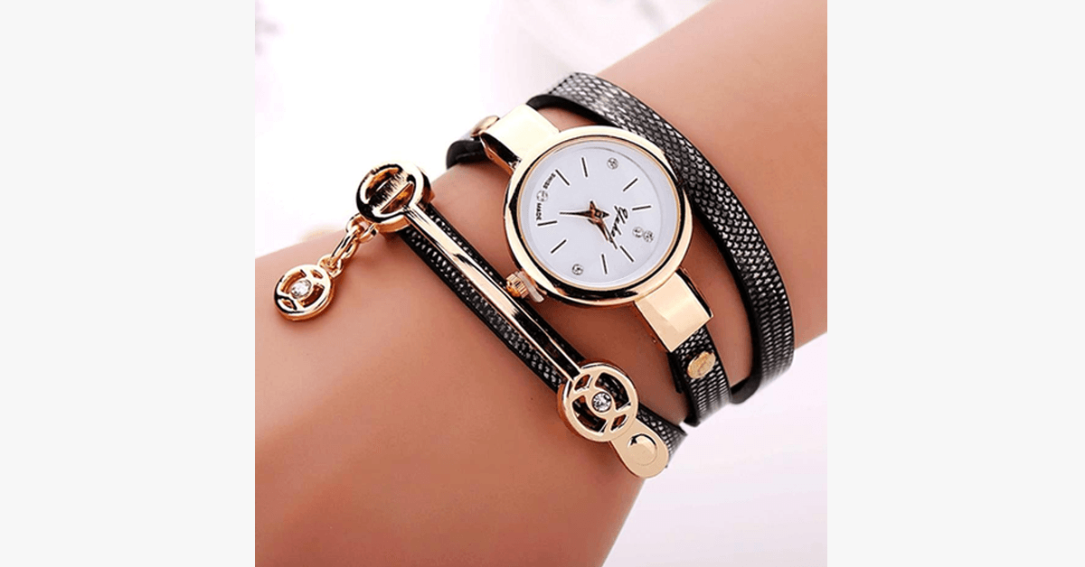 Avtoit | Gold Charm Wrap Watch - Multicolored vegan leather watch for stylish people