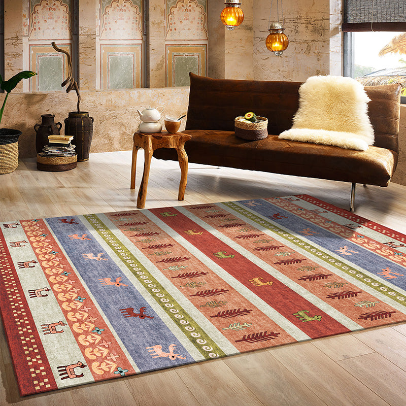 Avtoit | Natural Living Room Carpet Multicolor Geo Pattern Indoor Carpet Polypropylene Non-Slip Machine Washable Area Rug