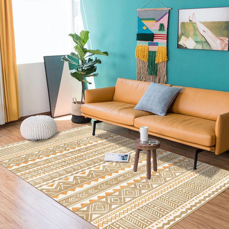 Avtoit | Natural Living Room Rug Multicolor Geo Printed Piece Rug Synthetic Non-Slip Back Pet Friendly Indoor Rug