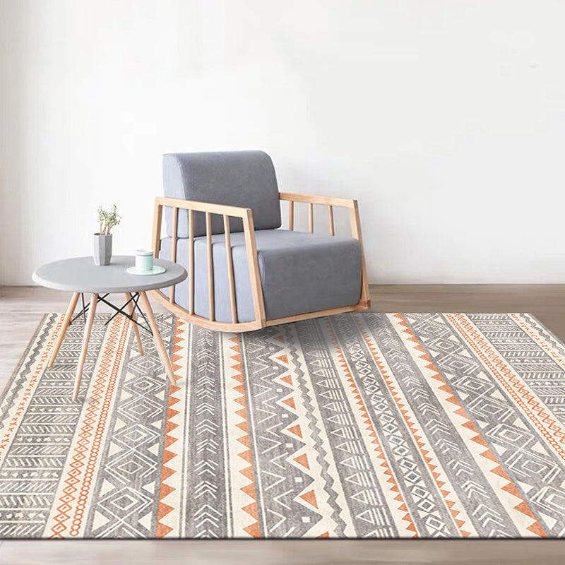 Avtoit | Natural Living Room Rug Multicolor Geo Printed Piece Rug Synthetic Non-Slip Back Pet Friendly Indoor Rug