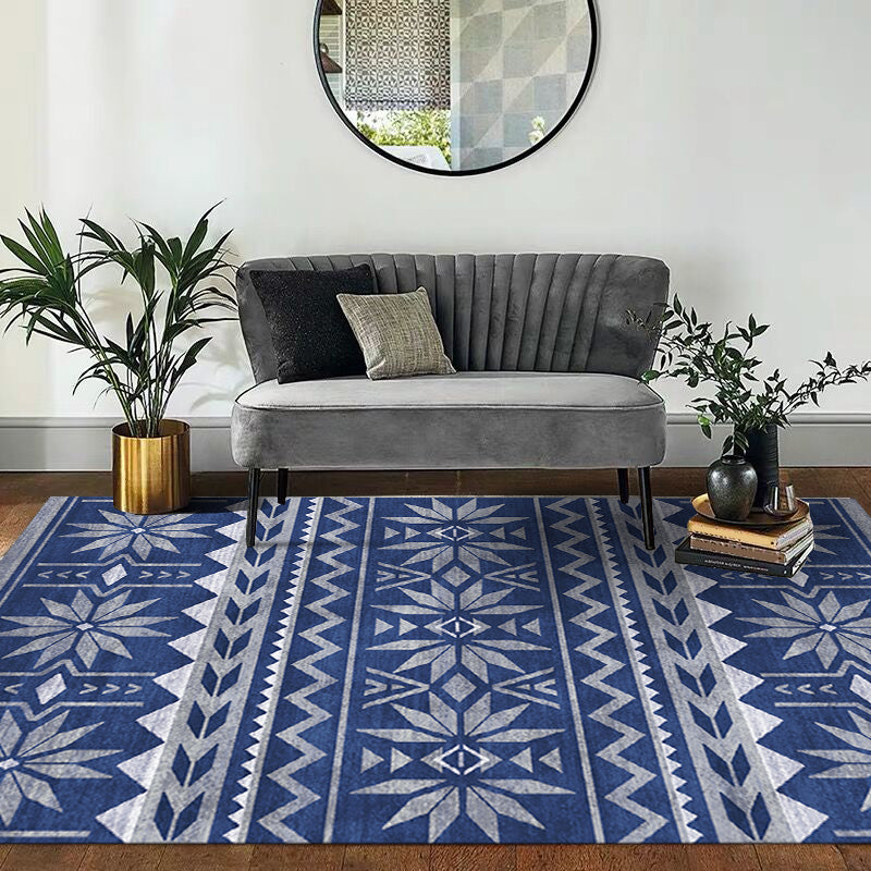 Avtoit | Natural Living Room Rug Multicolor Geo Printed Piece Rug Synthetic Non-Slip Back Pet Friendly Indoor Rug