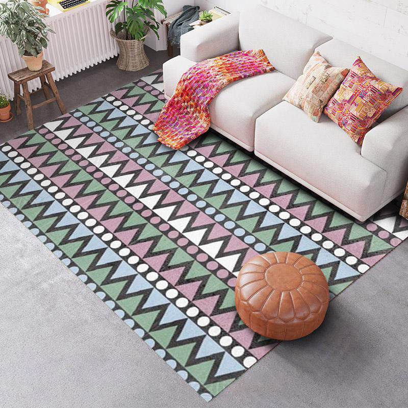 Avtoit | Southwest Geo Pattern Rug Multicolored Polyester Area Rug Easy Care Pet Friendly Washable Area Rug for Rooms