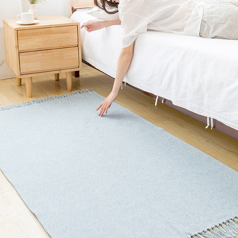 Avtoit | Land bedroom carpet multicolored solid color carpet cotton pet friendly easy to maintain indoor carpet with tassels