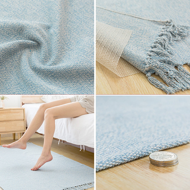 Avtoit | Land bedroom carpet multicolored solid color carpet cotton pet friendly easy to maintain indoor carpet with tassels