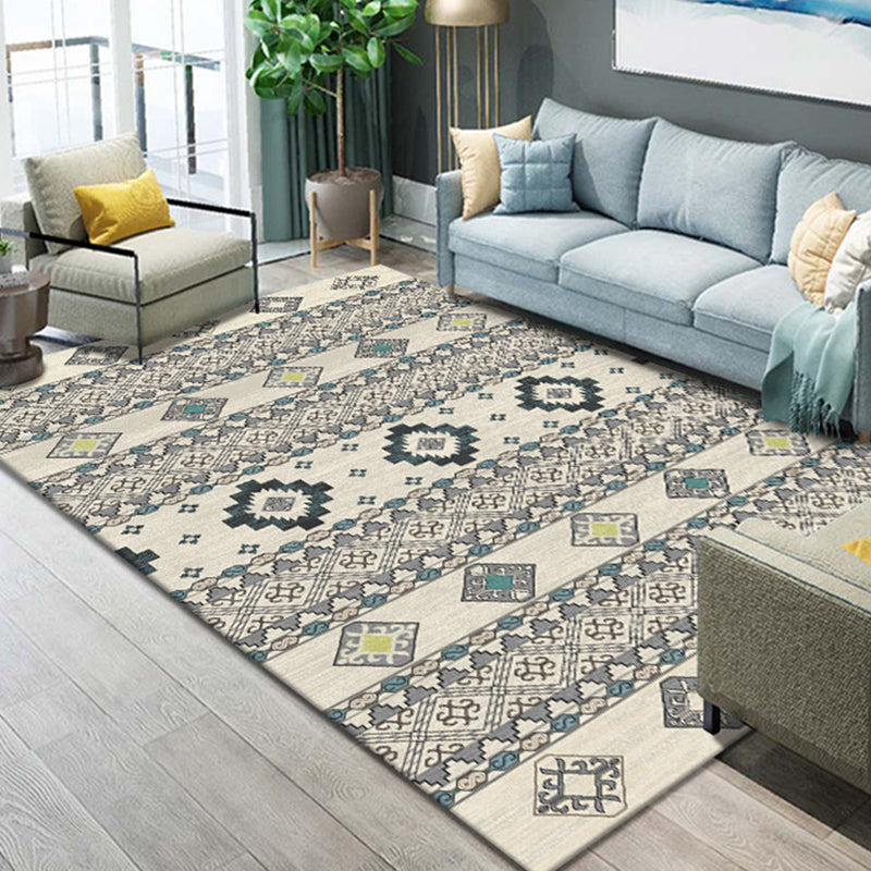 Avtoit | Western Parlor Rug Multicolored Geometric Pattern Area Rug Polypropylene Easy Care Pet Friendly Washable Indoor Rug