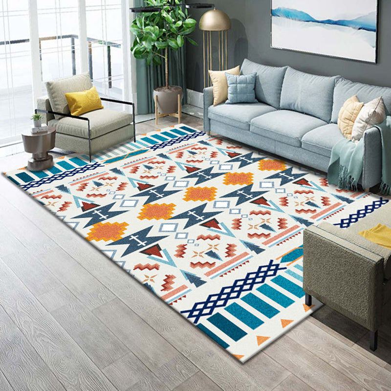 Avtoit | Western Parlor Rug Multicolored Geometric Pattern Area Rug Polypropylene Easy Care Pet Friendly Washable Indoor Rug