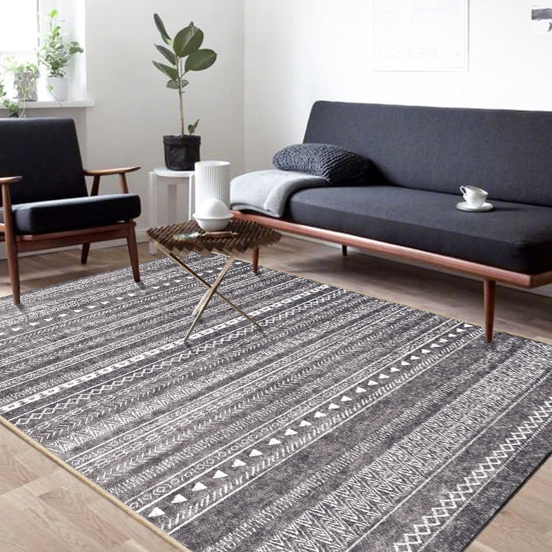 Avtoit | Bohemian Living Room Rug Multicolor Geometric Pattern Rug Polyester Non-Slip Mat Pet-Friendly Indoor Rug