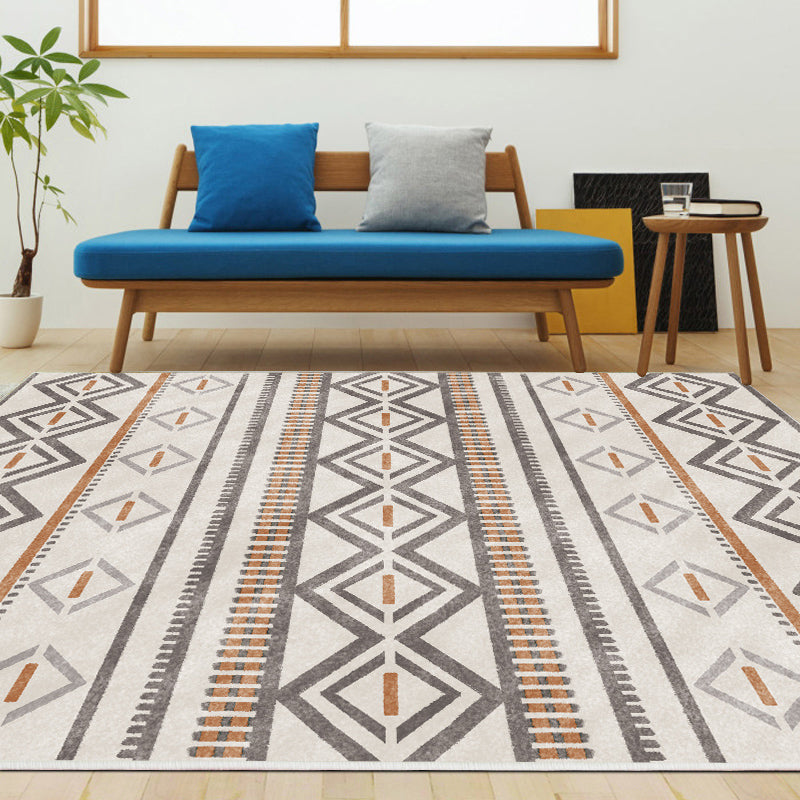 Avtoit | Bohemian Living Room Rug Multicolor Geometric Pattern Rug Polyester Non-Slip Mat Pet-Friendly Indoor Rug