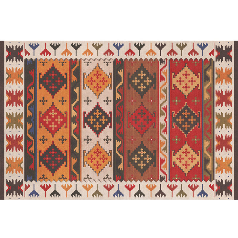 Avtoit | Red Southwest Rug Polypropylene geometric pattern area rug non-slip backing machine washable easy care indoor rug for living room